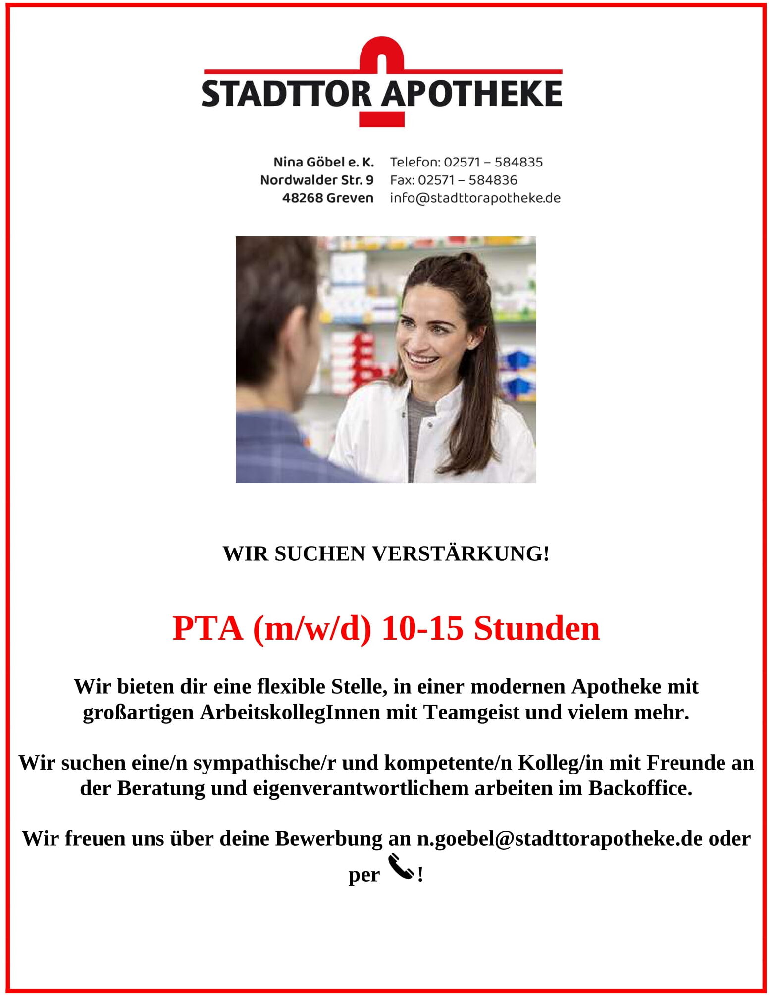 Stellenanzeige PTA
